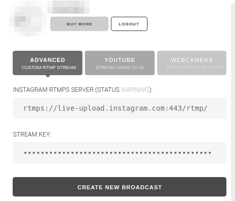 Instafeed broadcast parameters